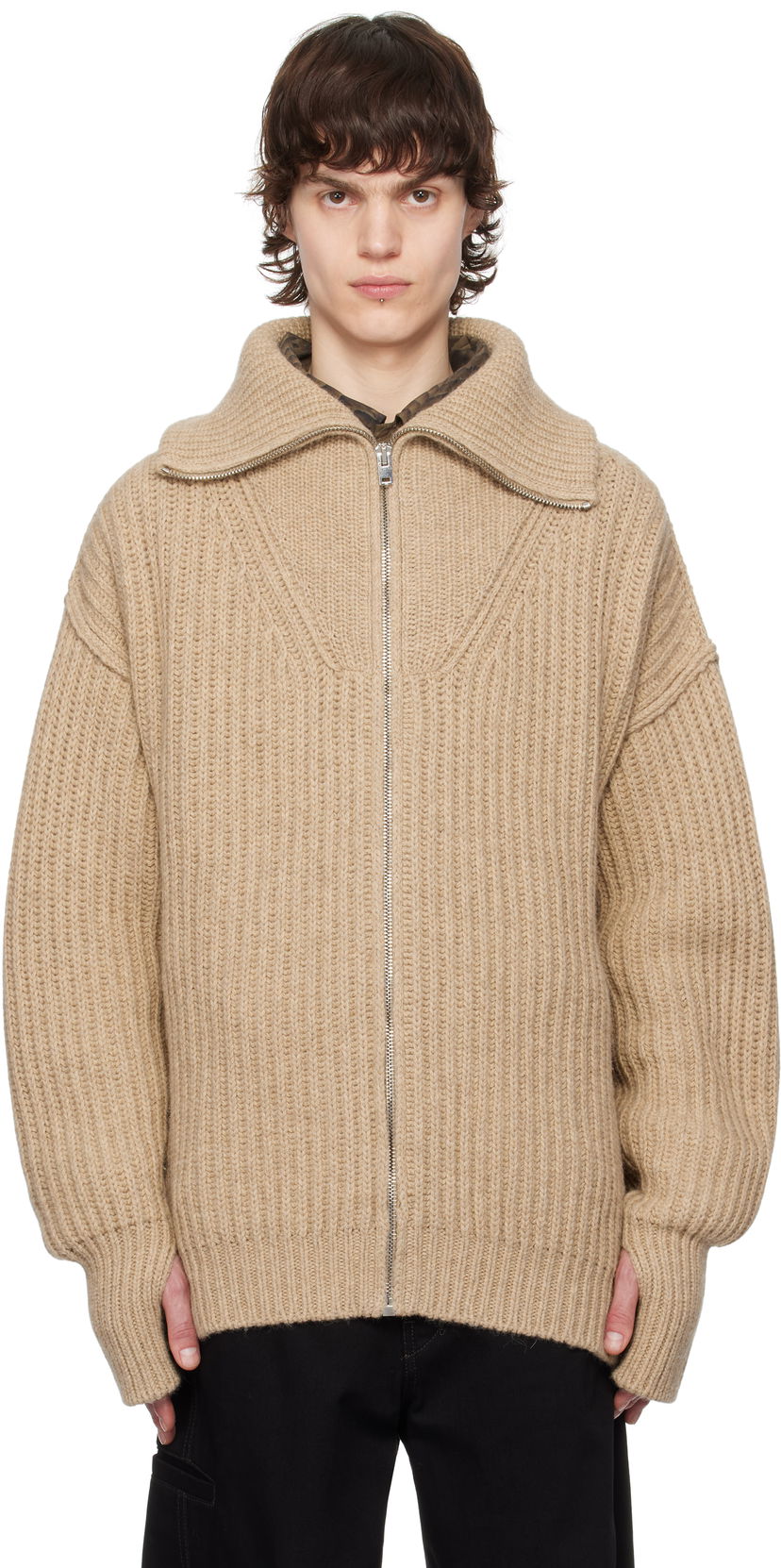 Džemper LEMAIRE LEMAIRE Trucker Collar Knit Cardigan Bež | TO1260 LK1029