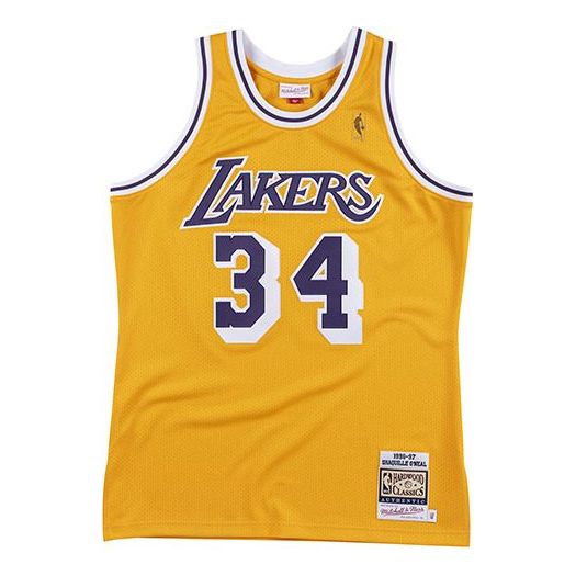 Dres Mitchell & Ness Mitchell & Ness NBA Los Angeles Lakers Shaquille ONeal  #34 Basketball Jersey Žuta | AJY4AC18066-LALLTGD96SON