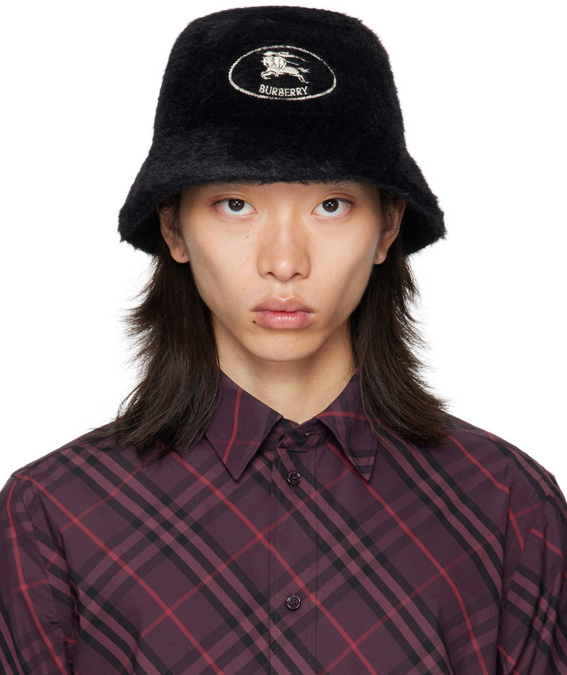 Šešir Burberry Burberry Knight Stamp Faux Fur Bucket Hat Crna | 8114048