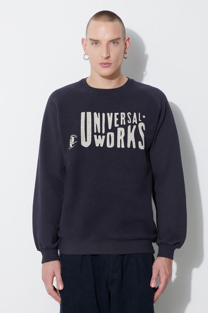 Dukserice Universal Works Universal Works Mystery Train Print Sweatshirt Tamnoplava | 29183