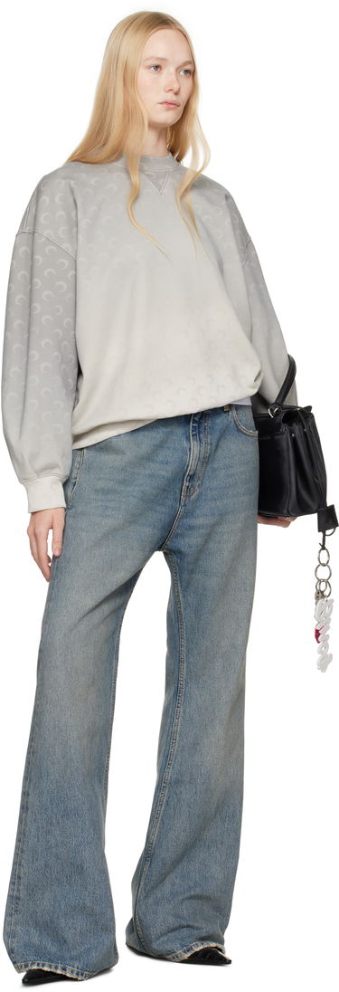 Džemper Marine Serre Marine Serre Moon Faded Fleece Oversized Sweatshirt Siva | UST022A CJER0073, 3
