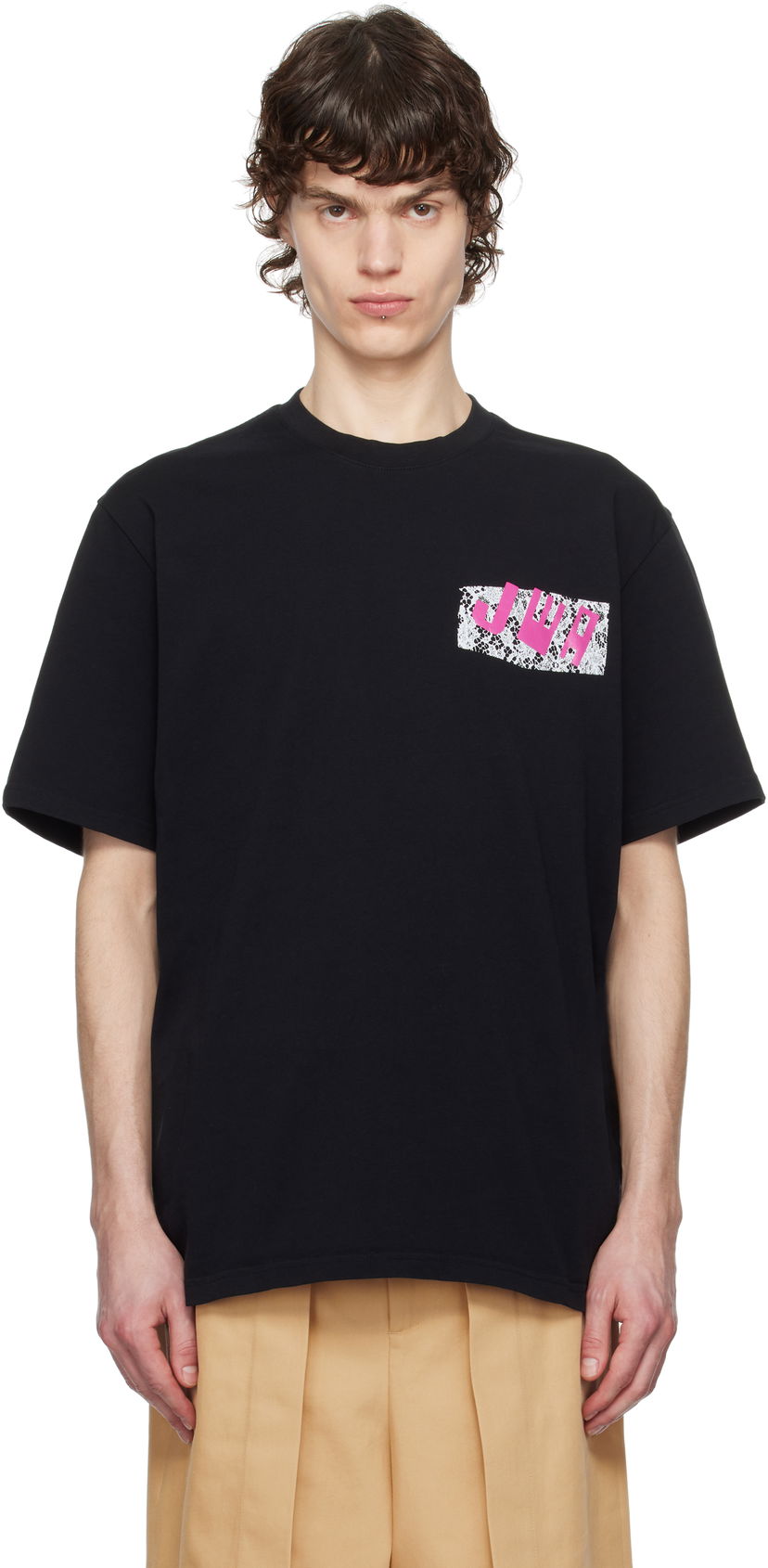Majica kratkih rukava JW Anderson JW Anderson 'JWA' Lace Trim T-Shirt Crna | JT0272-PG1551