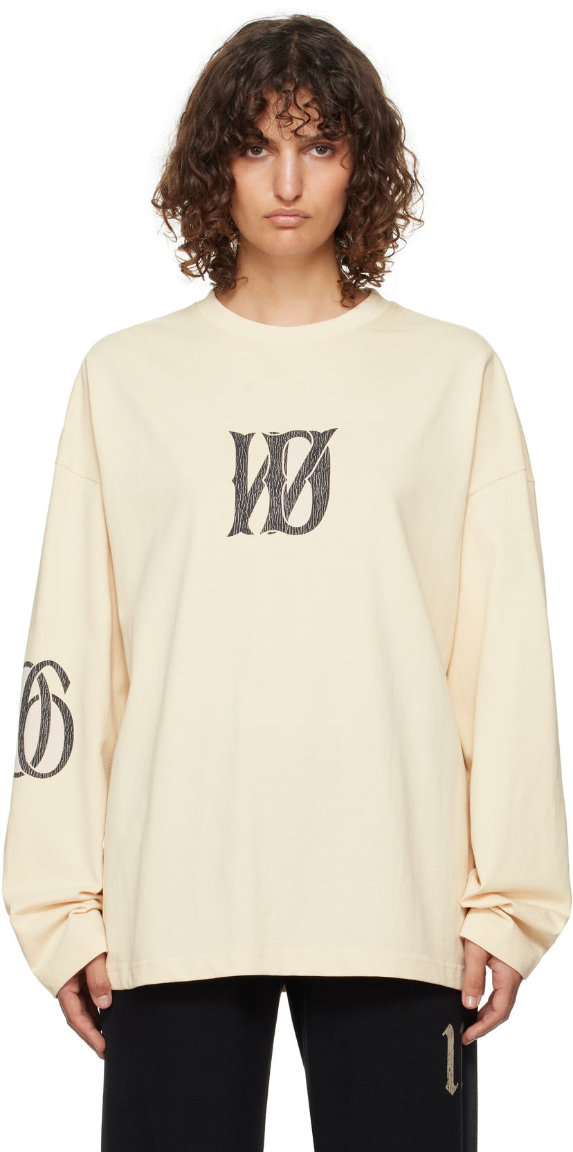 Majica kratkih rukava We11done Letter Logo Print Long-Sleeved T-Shirt Bež | WD-TT3-24-746-U-BG