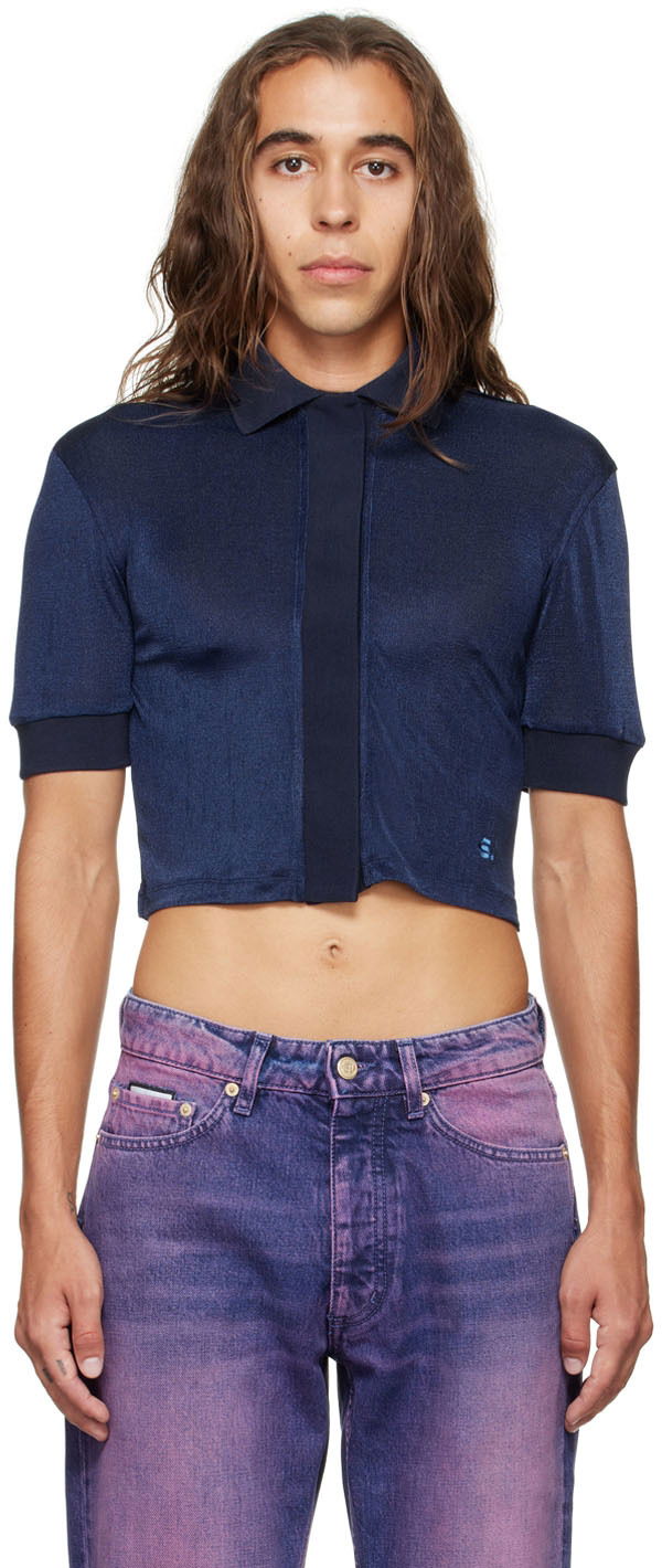 Polo majica Eytys Cropped Button-Up Polo Shirt Plava | A055002