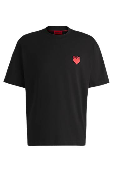 Majica kratkih rukava BOSS HUGO Cotton-jersey T-shirt with Heart Artwork Crna | 50530557