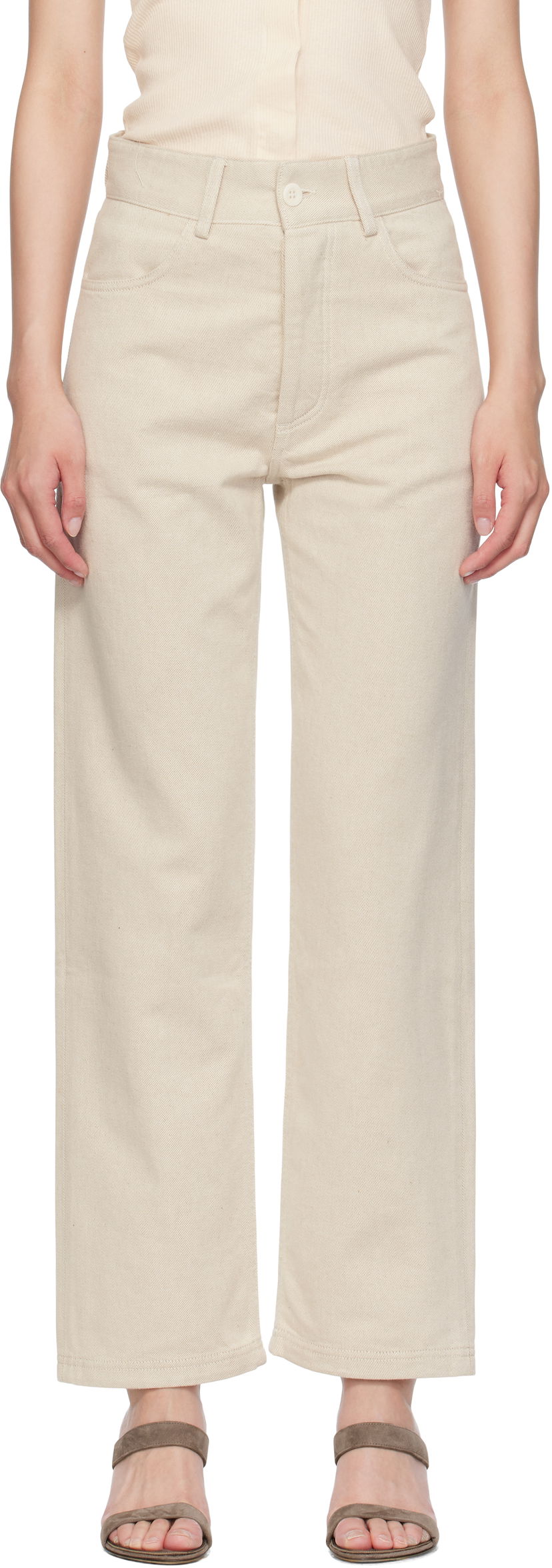 Jeans Baserange Baserange Tajo Wide-Leg Jeans Bež | TRTA-DE-SU25