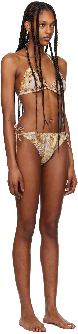 Kupaći kostimi Anna Sui Beaded Triangle Bikini Set Bež | 324A60, 1