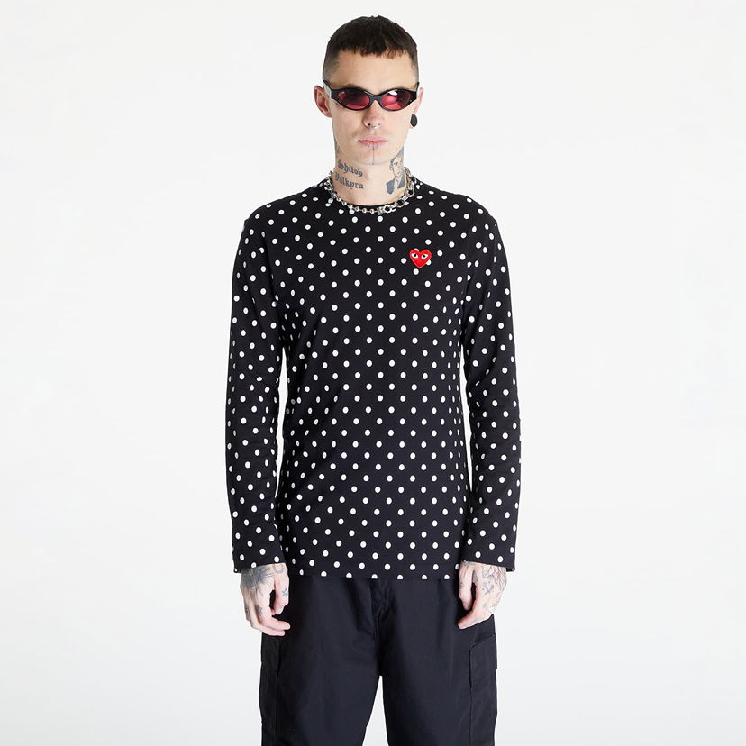 Majica kratkih rukava Comme des Garçons PLAY Heart Logo Long Sleeve Tee UNISEX Crna | AZT166 black