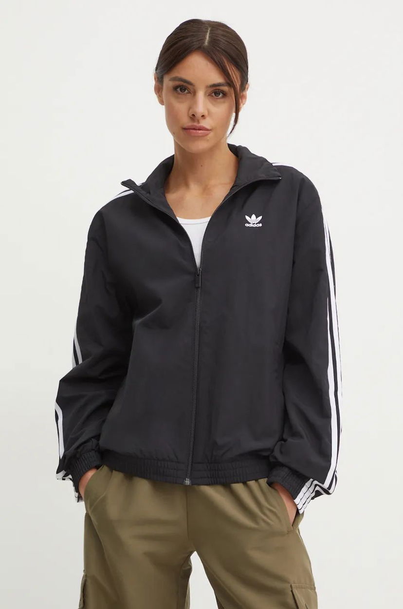 Vjetrovka adidas Originals Woven Tracktop Oversized Windbreaker Crna | JD5331