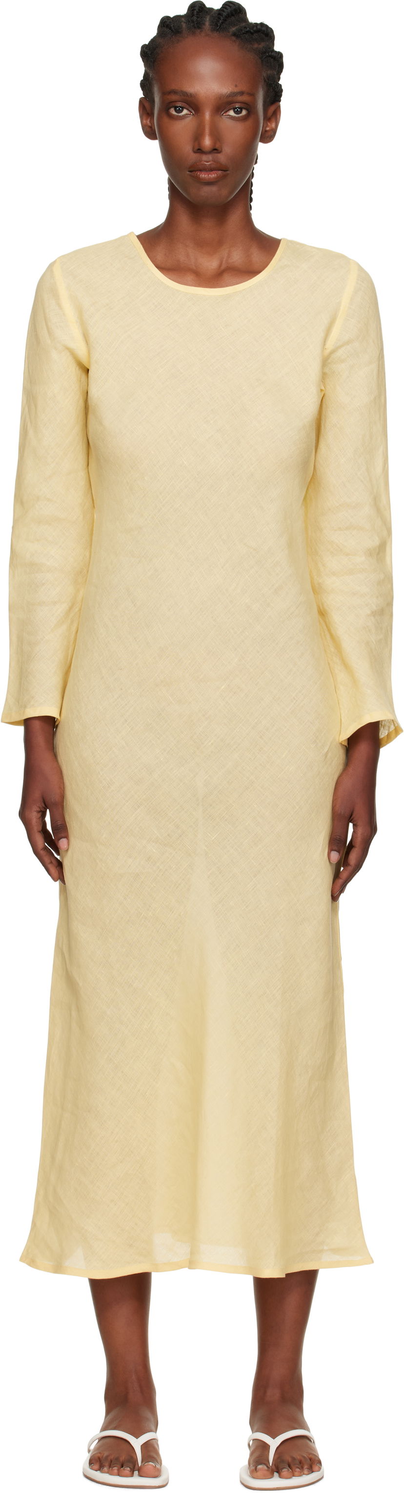Haljina Baserange Baserange Dydine Long Sleeve Maxi Dress Žuta | DRDYL-FL-AU25