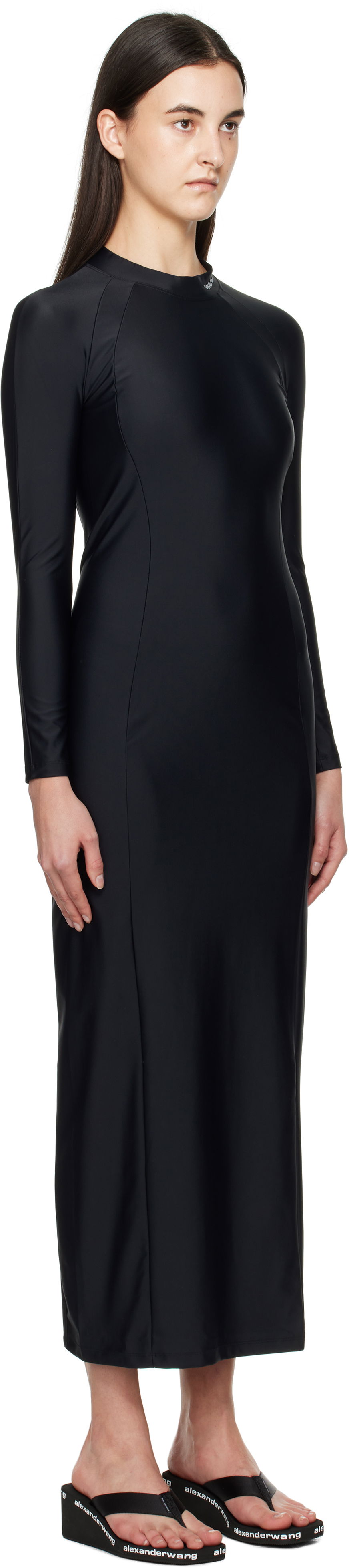 Haljina Alexander Wang Alexander Wang Rashguard Long Sleeve Maxi Dress Crna | 4CC1256293, 1