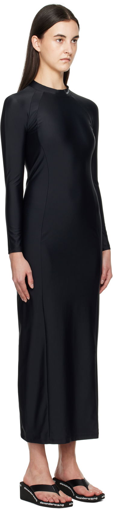 Haljina Alexander Wang Alexander Wang Rashguard Long Sleeve Maxi Dress Crna | 4CC1256293, 1
