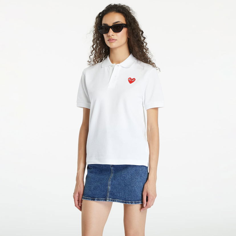Majica kratkih rukava Comme des Garçons PLAY Emblem Knit Short Sleeve Tee UNISEX White Bijela | AX-T006 WHITE