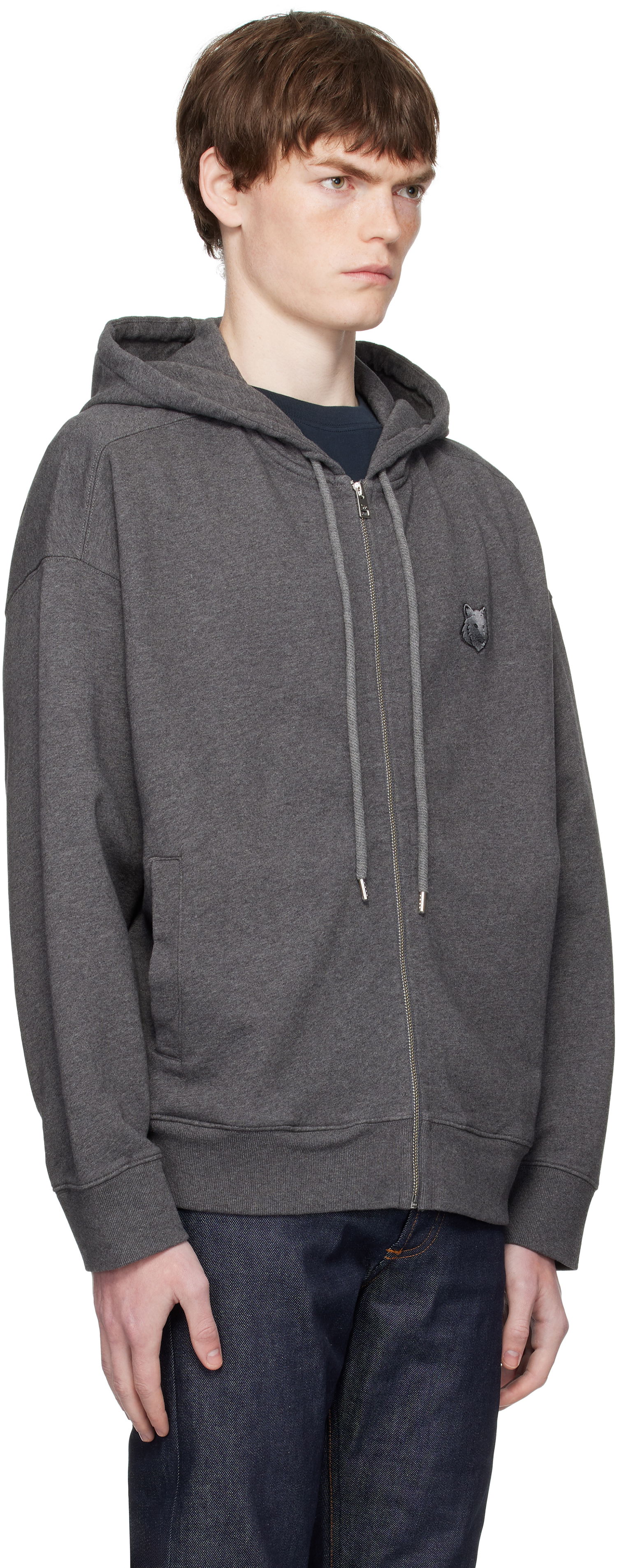Dukserice MAISON KITSUNÉ Kitsuné Fox Head Patch Oversize Fullzip Hoodie Siva | PM02138KM0340, 1