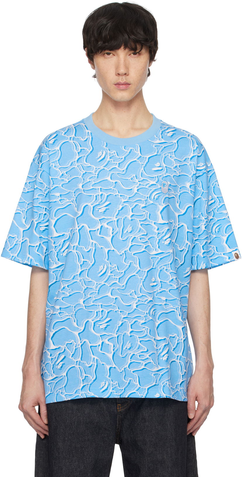 Majica kratkih rukava BAPE ABC Sea Surface Camo Relaxed Fit T-Shirt Plava | 001CSK701002F