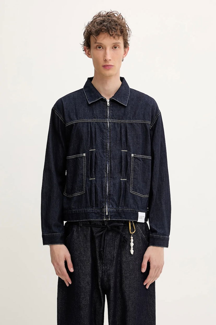 Jakna Neighborhood NEIGHBORHOOD Washed LW Denim Zip Jacket Tamnoplava | 251SPNH.JKM01