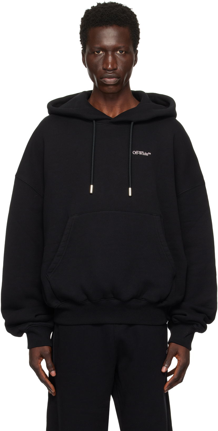 Dukserice Off-White Oversized Hoodie With Logo Print Crna | OMBB118F24FLE0031030