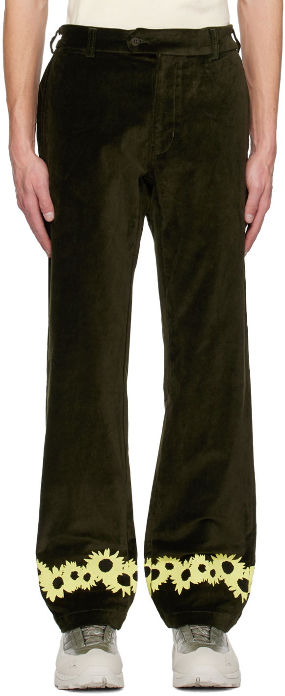 Hlače Saintwoods Flower Corduroy Trousers Zelena | SW01510