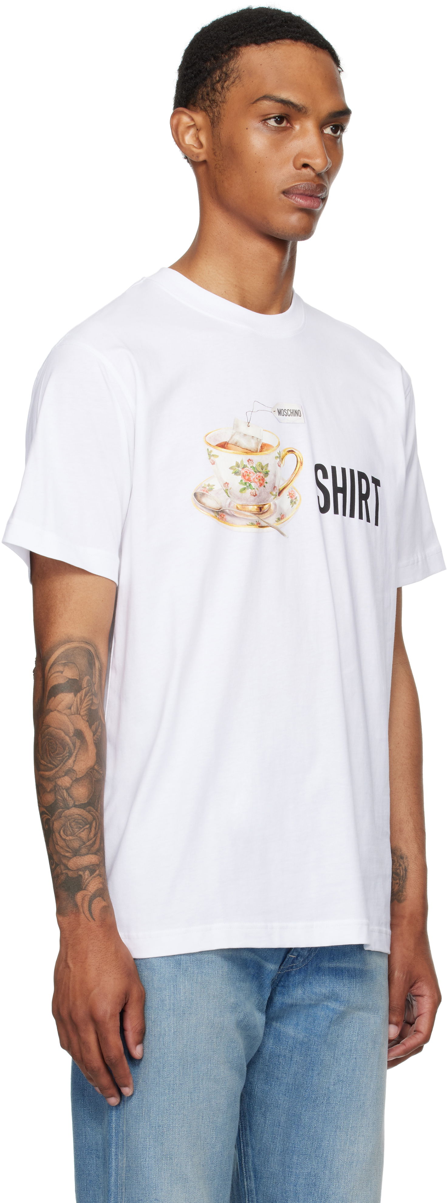 Majica kratkih rukava Moschino Moschino Teacup Graphic Organic Cotton T-Shirt Bijela | 252ZZ072852411001, 1