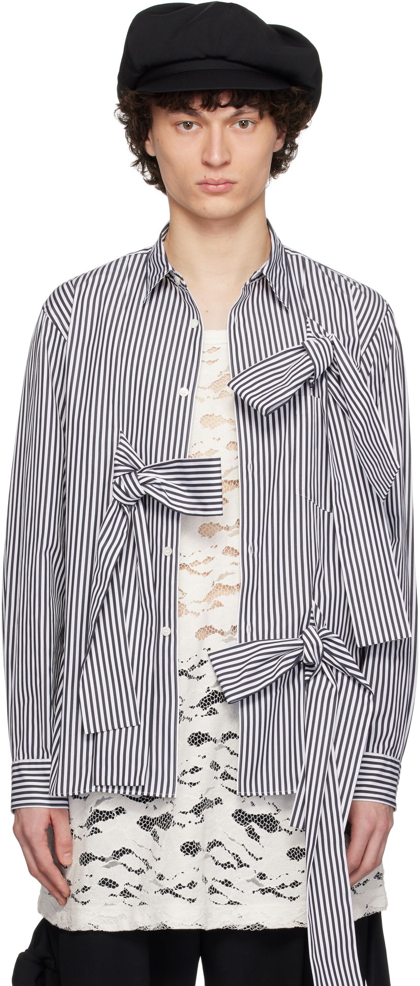 Košulja Comme des Garçons Homme Plus Broad Stripe Tie Shirt Tamnoplava | PO-B018-051