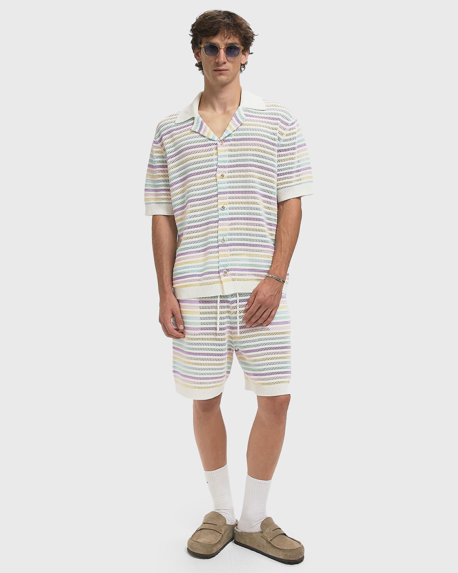 Polo majica Casablanca Crochet Knit Striped Polo Shirt Višebojno | M-AW25-KW-1097-01, 1