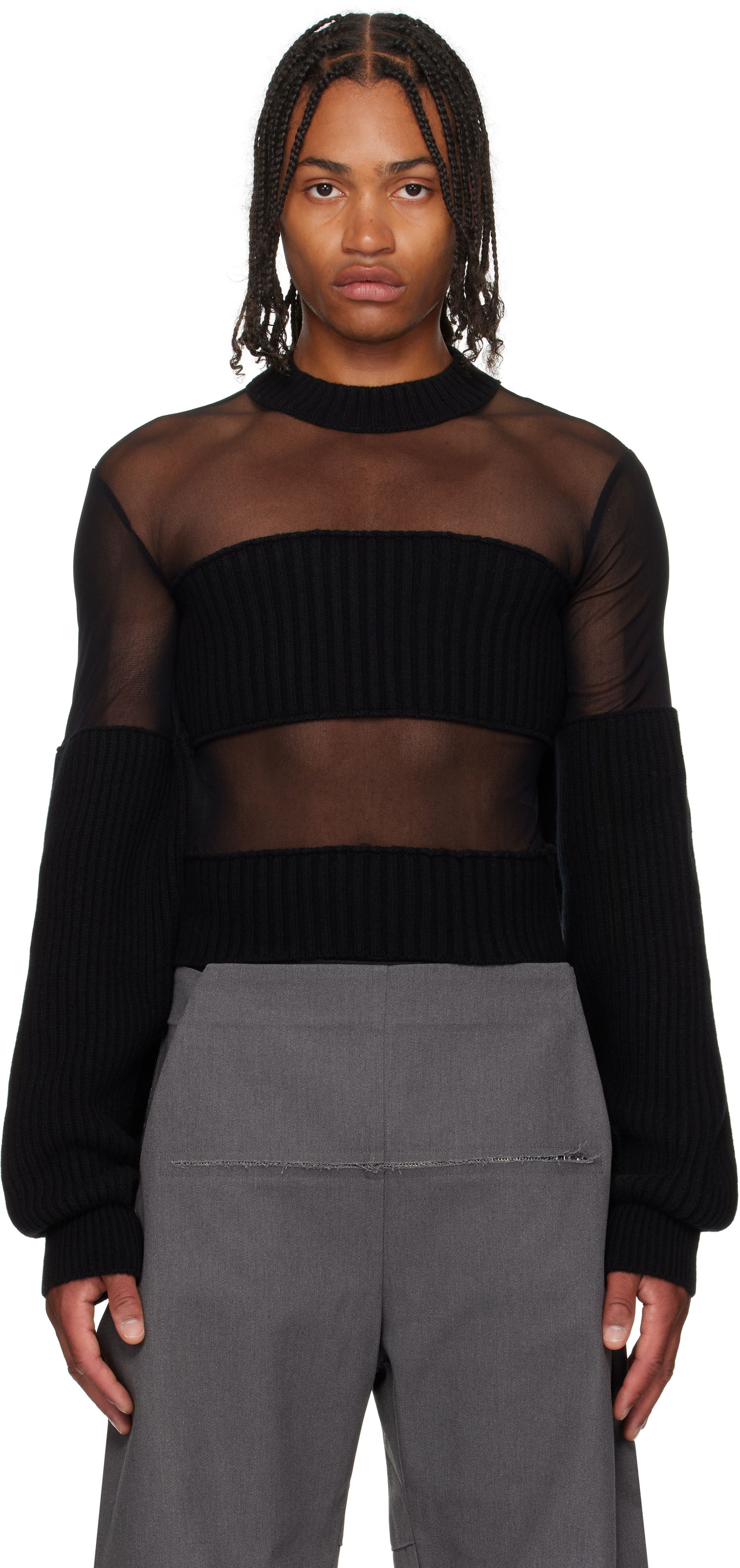 Majice i majice bez rukava Jean Paul Gaultier Jean Paul Gaultier Mesh Cut Out Detail Top Crna | 25/03-W-PO016-K002-00, 0