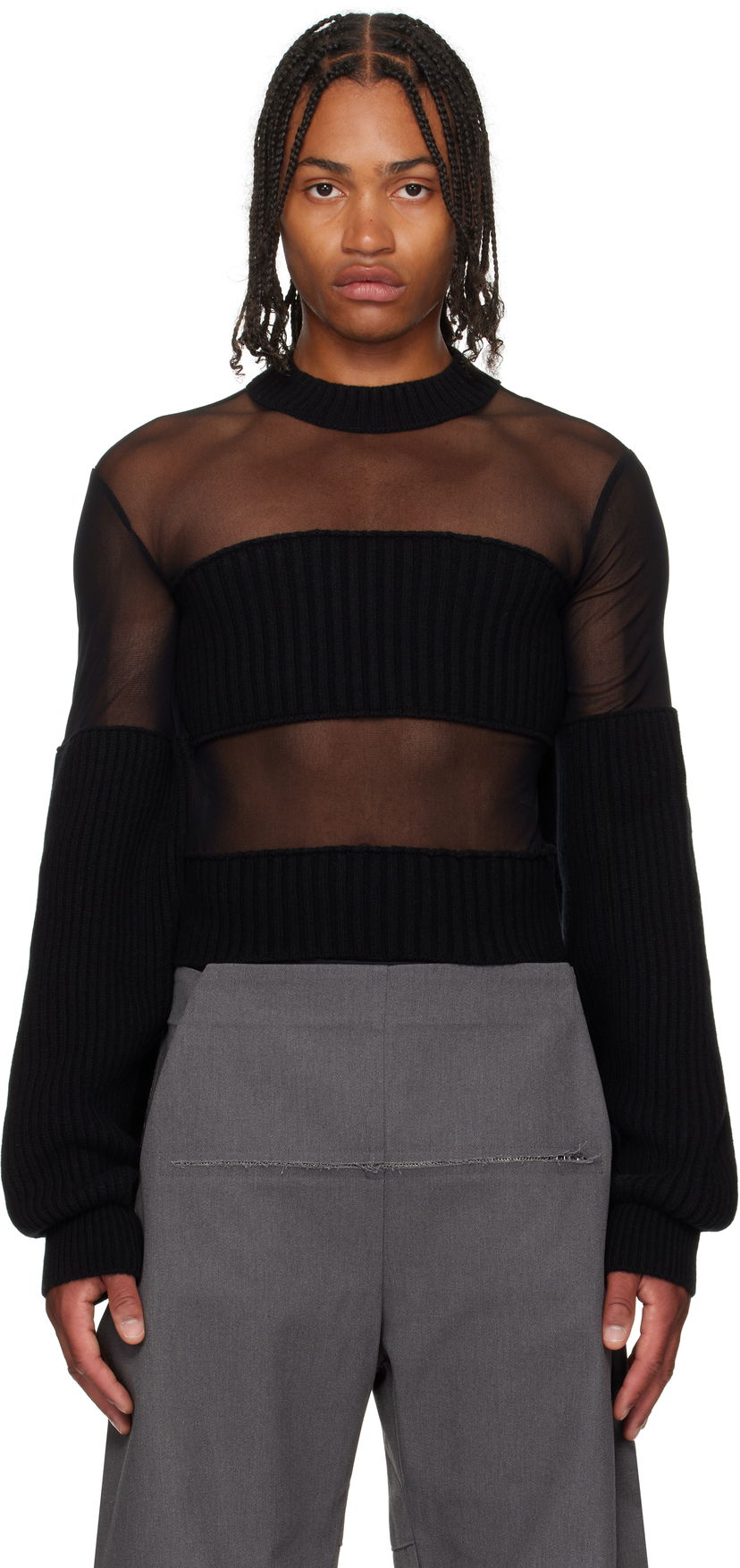 Majice i majice bez rukava Jean Paul Gaultier Jean Paul Gaultier Mesh Cut Out Detail Top Crna | 25/03-W-PO016-K002-00