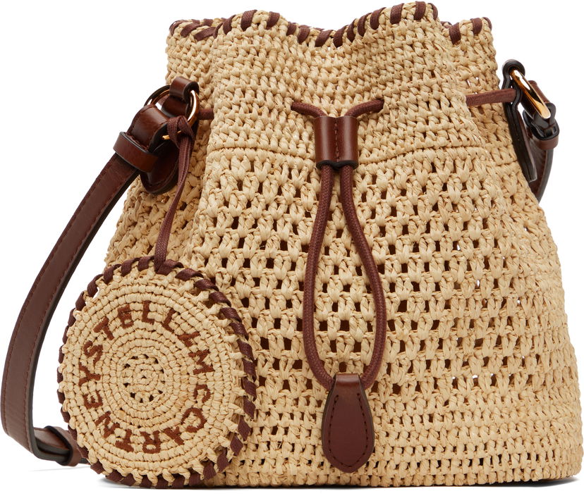 Ručna torbica Stella McCartney Stella McCartney Falabella Raffia Crochet Bucket Bag Bež | 7B0153WP0376
