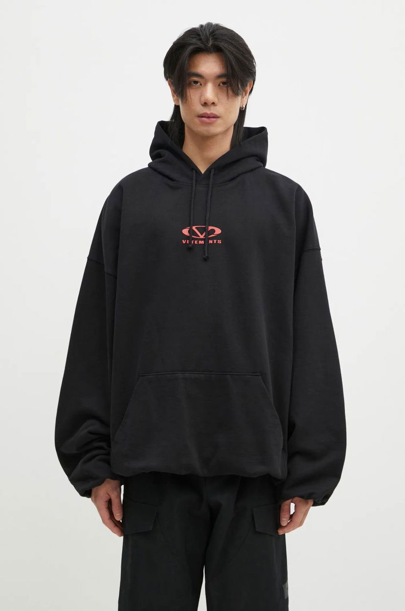 Dukserice VETEMENTS Oval Logo Cropped Boxy Hoodie Crna | UA66HD600BR