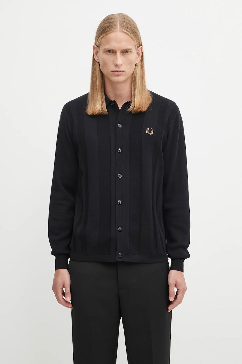 Džemper Fred Perry Fred Perry Textured Cardigan Crna | K9726