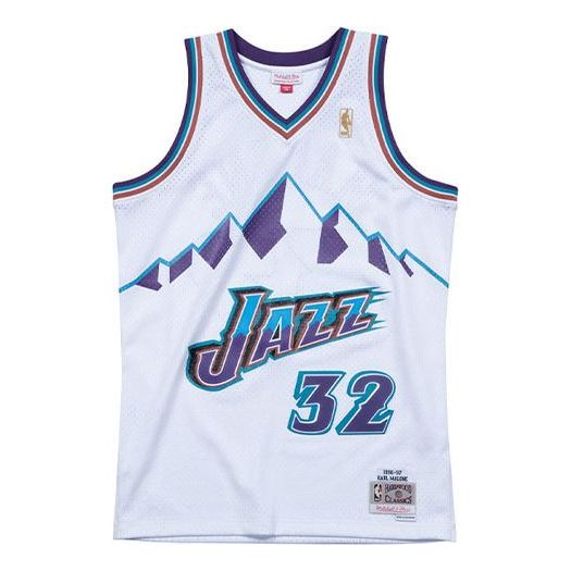 Dres Mitchell & Ness Mitchell & Ness Utah Jazz Karl Malone Swingman Jersey Bijela | SMJYAC18056-UJAWHIT96KMA