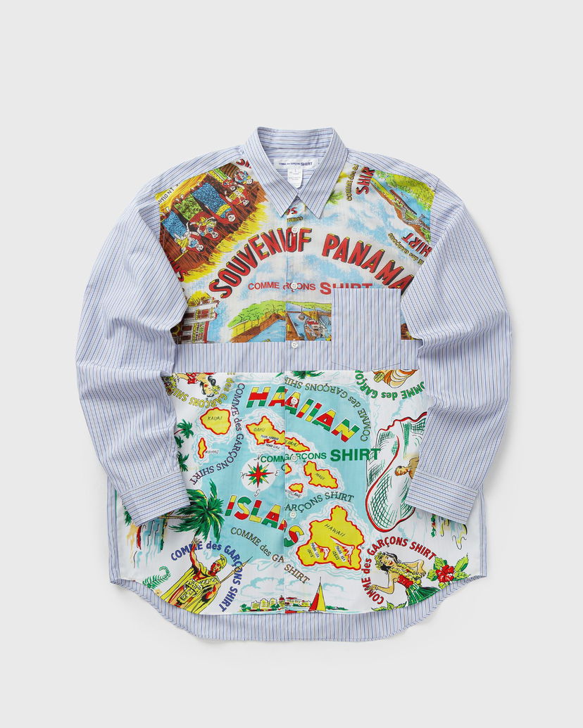 Košulja Comme des Garçons Pinstripe Patchwork Souvenir Print Woven Shirt Višebojno | FP-B059-W25-1