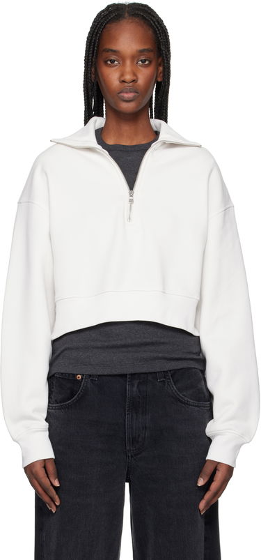 Dukserice AGOLDE AGOLDE Bethan Cropped Quarter Zip Sweatshirt Bijela | A7349-1697, 0