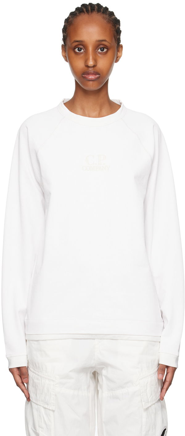 Dukserice C.P. Company Embroidered Sweatshirt Bijela | 14CMSS305A-006523G, 0