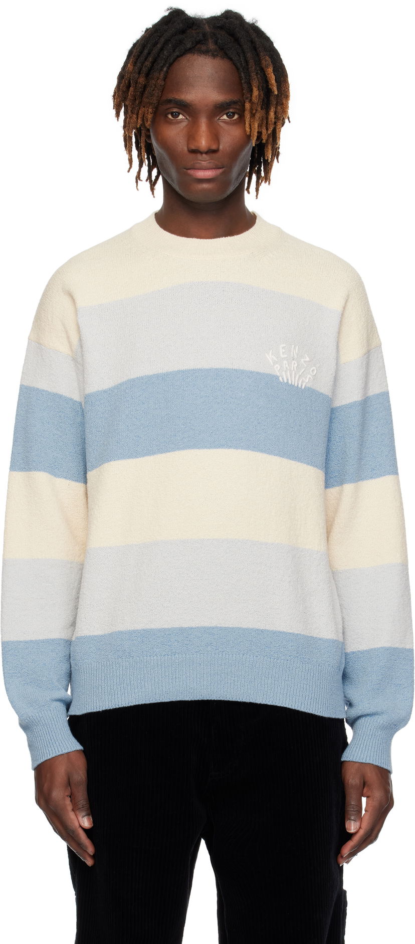 Džemper KENZO Kenzo Paris Embroidered Striped Sweater Plava | FF55PU7063CC