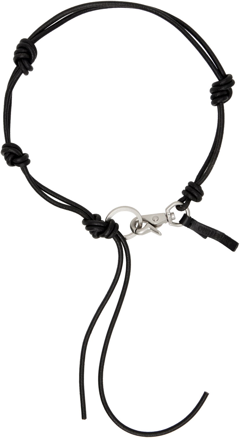 Ogrlica OUR LEGACY OUR LEGACY Ladon Knotted Cord Necklace with Carabiner Clasp Crna | A4258UB