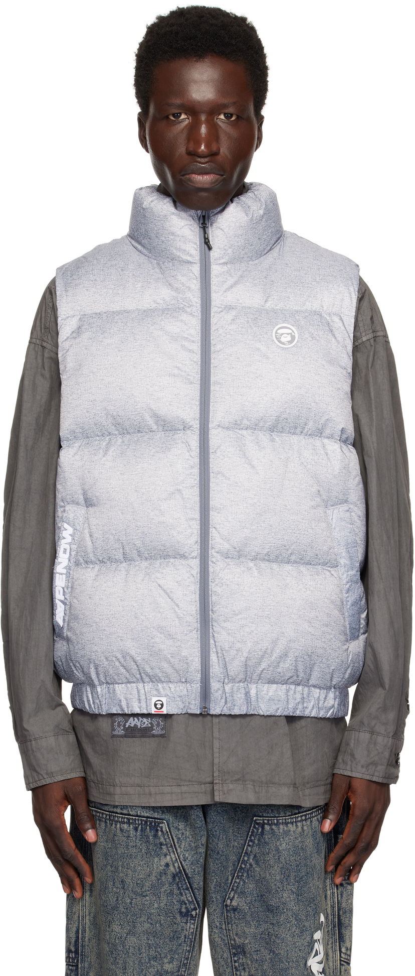 Prsluk AAPE by A Bathing Ape AAPE Now Down Vest Siva | AAPDNM7653XANGY2