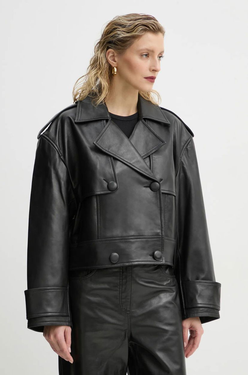 Trenčkot STAND STUDIO Stand Studio Bloom Cropped Leather Jacket Crna | 66387.7010
