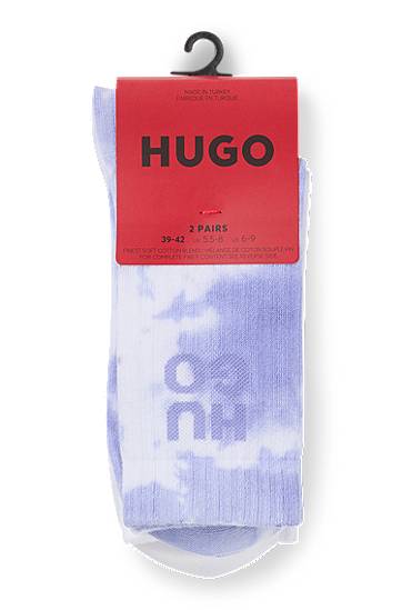 Čarape BOSS Two-Pack of Ribbed Short Socks with Stacked HUGO Logos Ljubičasta | 50537570, 1