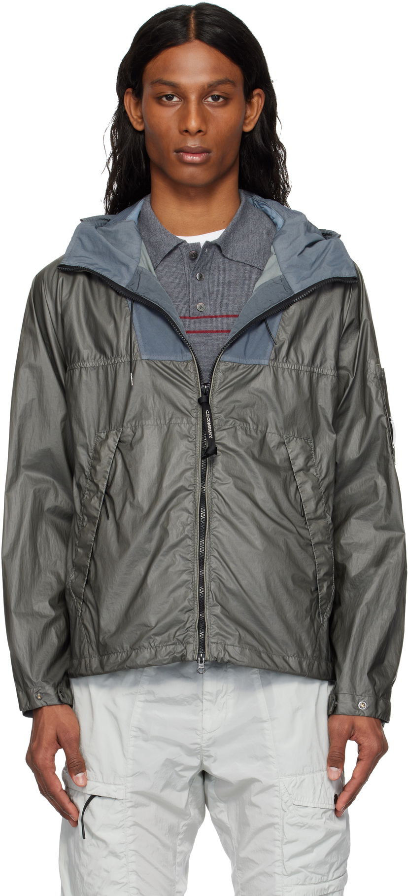 Vjetrovka C.P. Company C.P. Company CS II Mixed Hooded Lens Jacket Siva | 18CMOW036A-110030G