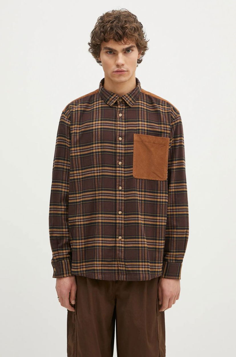 Košulja Barbour Barbour Wolfwood OS Checked Shirt, Regular Fit Smeđa | MSH5508
