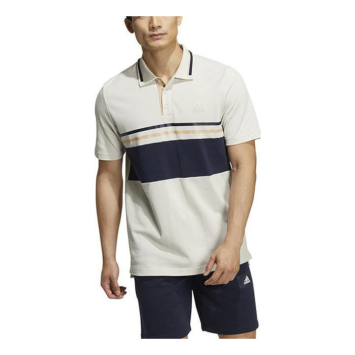 Polo majica adidas Originals Colorblock Casual Stripe Polo Shirt Bež | HZ7042