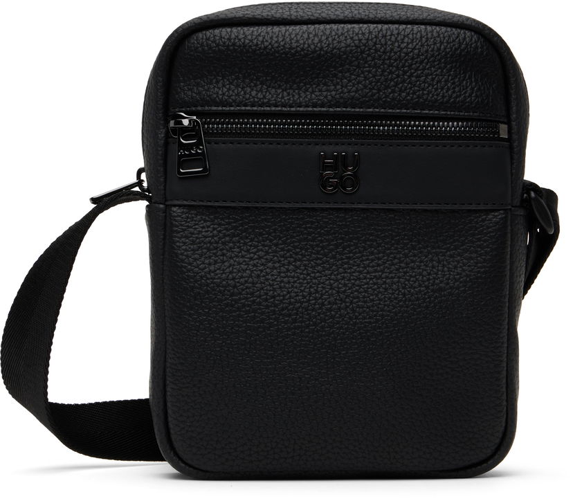 Torba za rame BOSS Hugo Logo Hardware Faux-Leather Messenger Bag Crna | 50547439