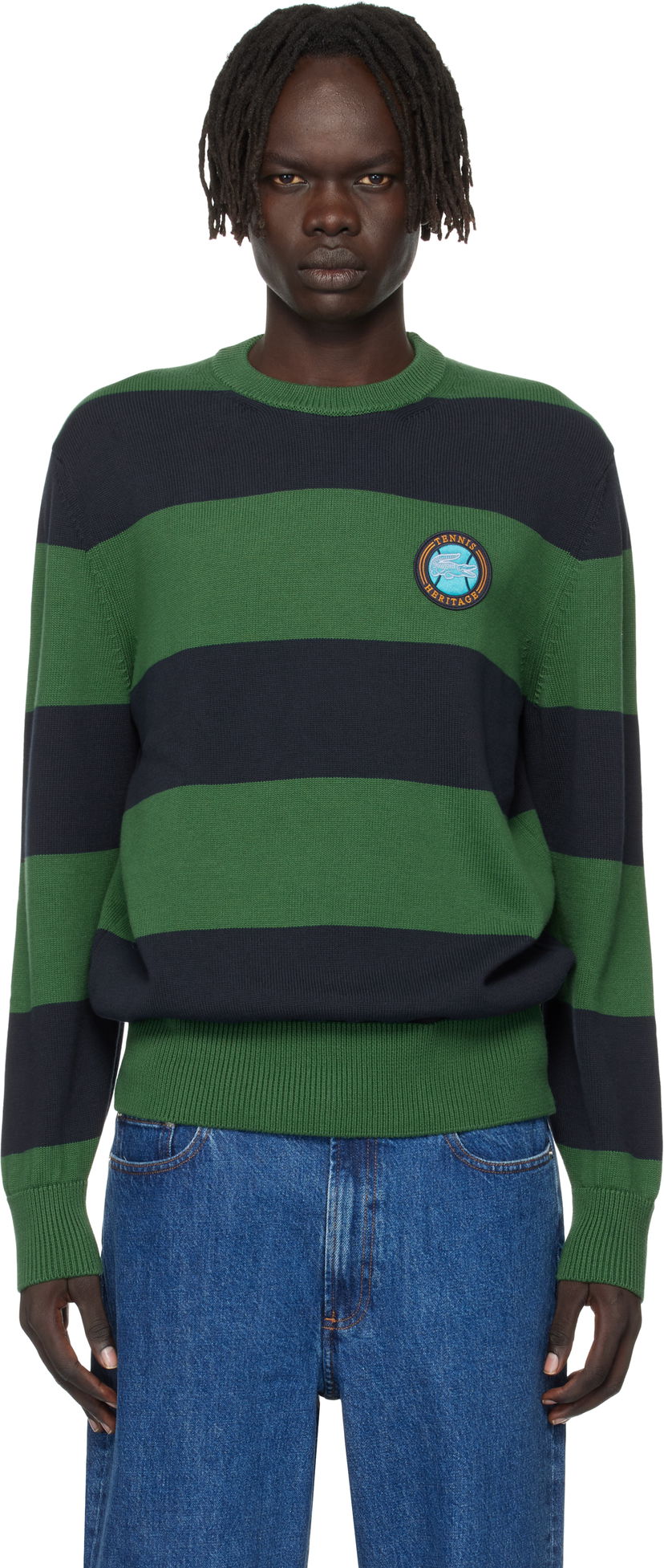 Džemper Lacoste Lacoste Striped Cotton Jersey Sweater Zelena | AH5179_C5C