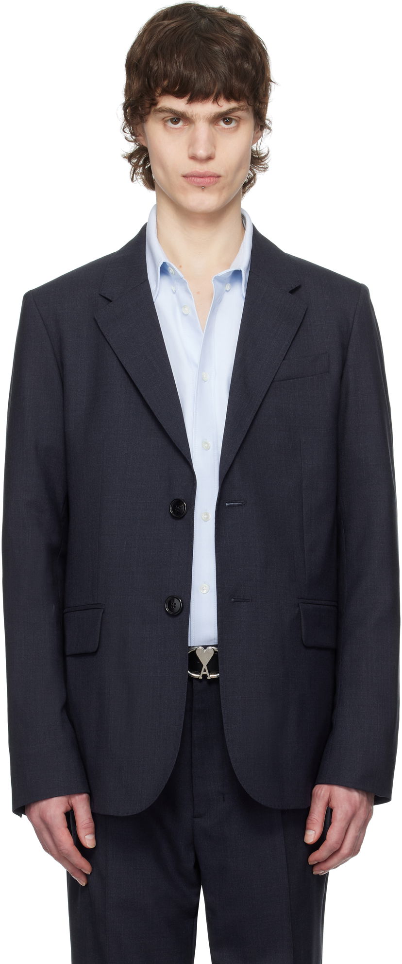 Hlače AMI AMI Paris Two Buttons Wool Blazer Tamnoplava | HBV008.WV0043