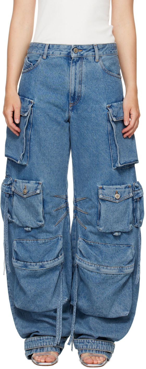 Jeans The Attico Attico Fern Cargo Wide-Leg Jeans Plava | 247WCP84 D049