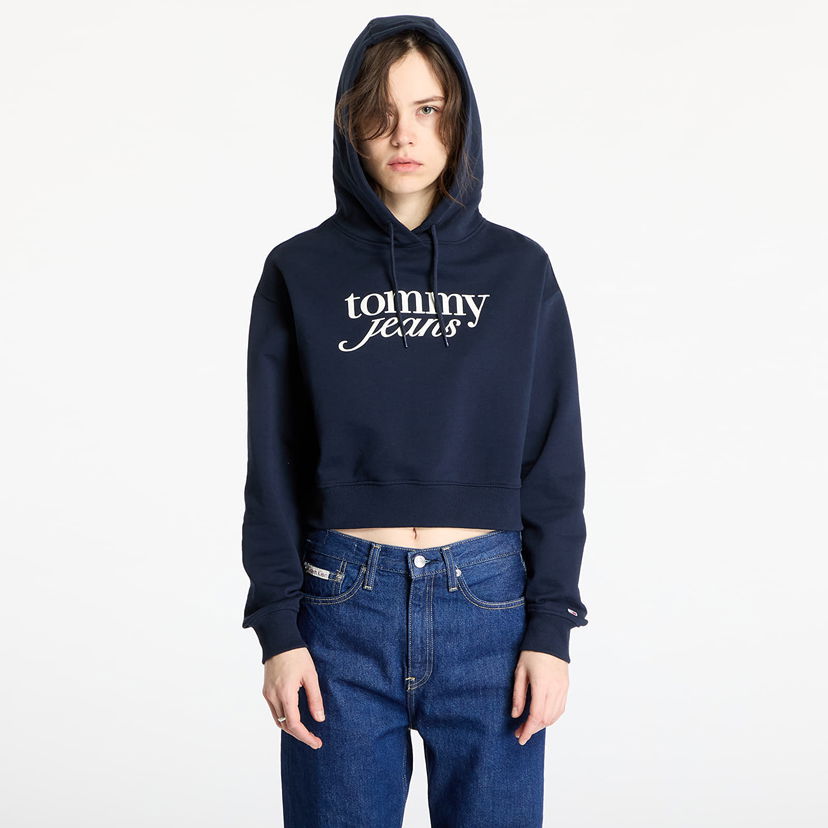 Dukserice Tommy Hilfiger Tommy Jeans Relaxed Cropped Script Hoodie Tamnoplava | DW0DW20306 C1G