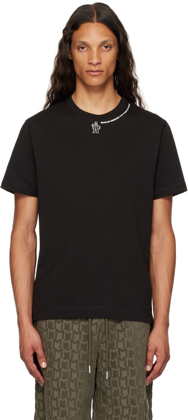 Majica kratkih rukava Moncler Grenoble Black Printed Logo T-Shirt Crna | J20978C0000283927