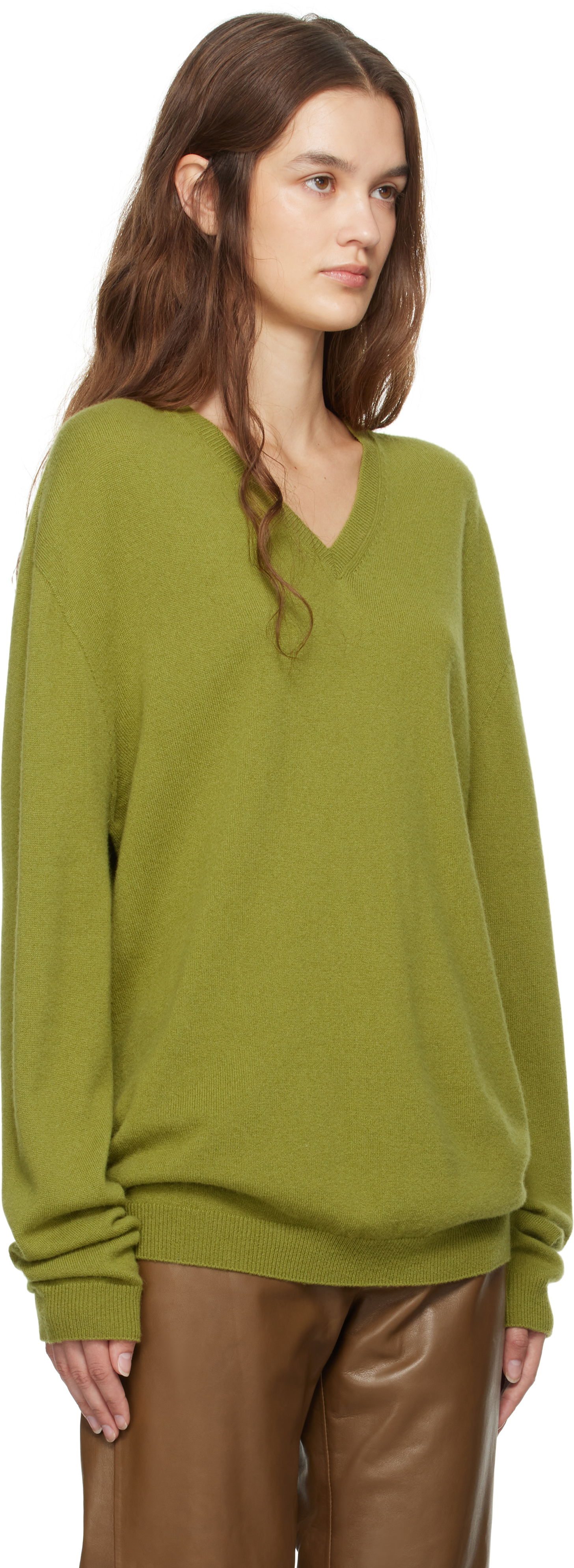 Džemper The Row Isaora V-Neck Knit Sweater Zelena | 8568-Y556, 1