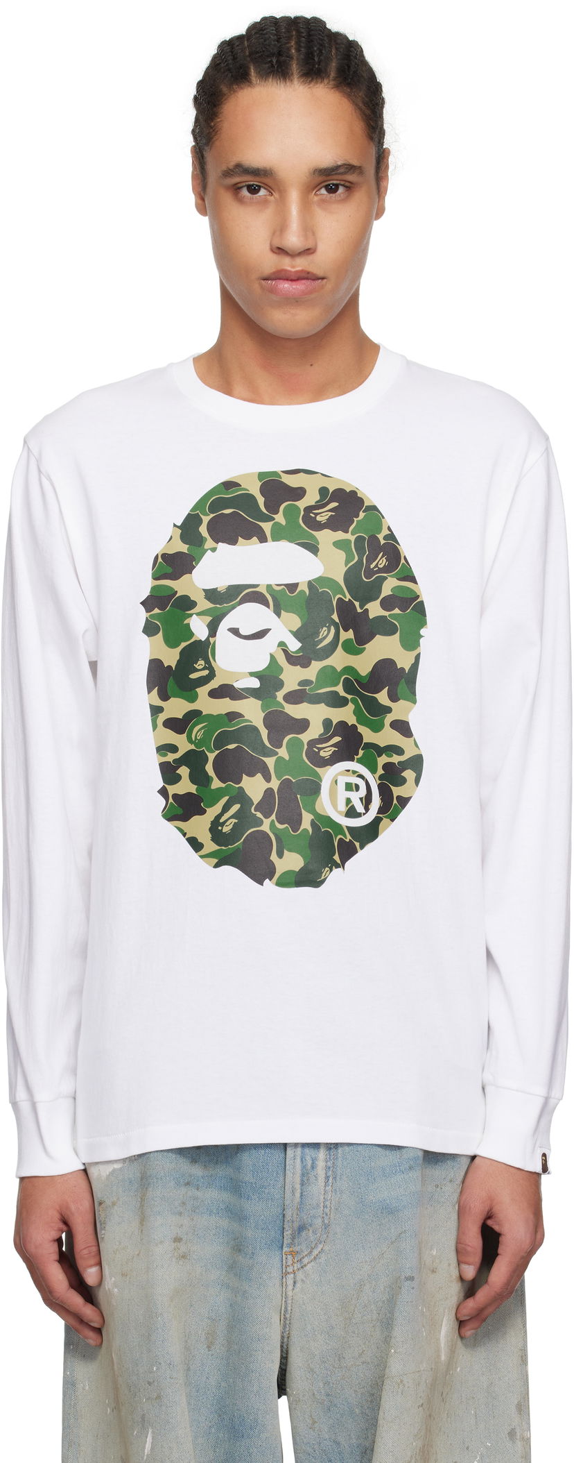 Majica kratkih rukava BAPE A Bathing Ape ABC Camo Big Ape Head Long Sleeve T-Shirt Bijela | 001LTL301015M